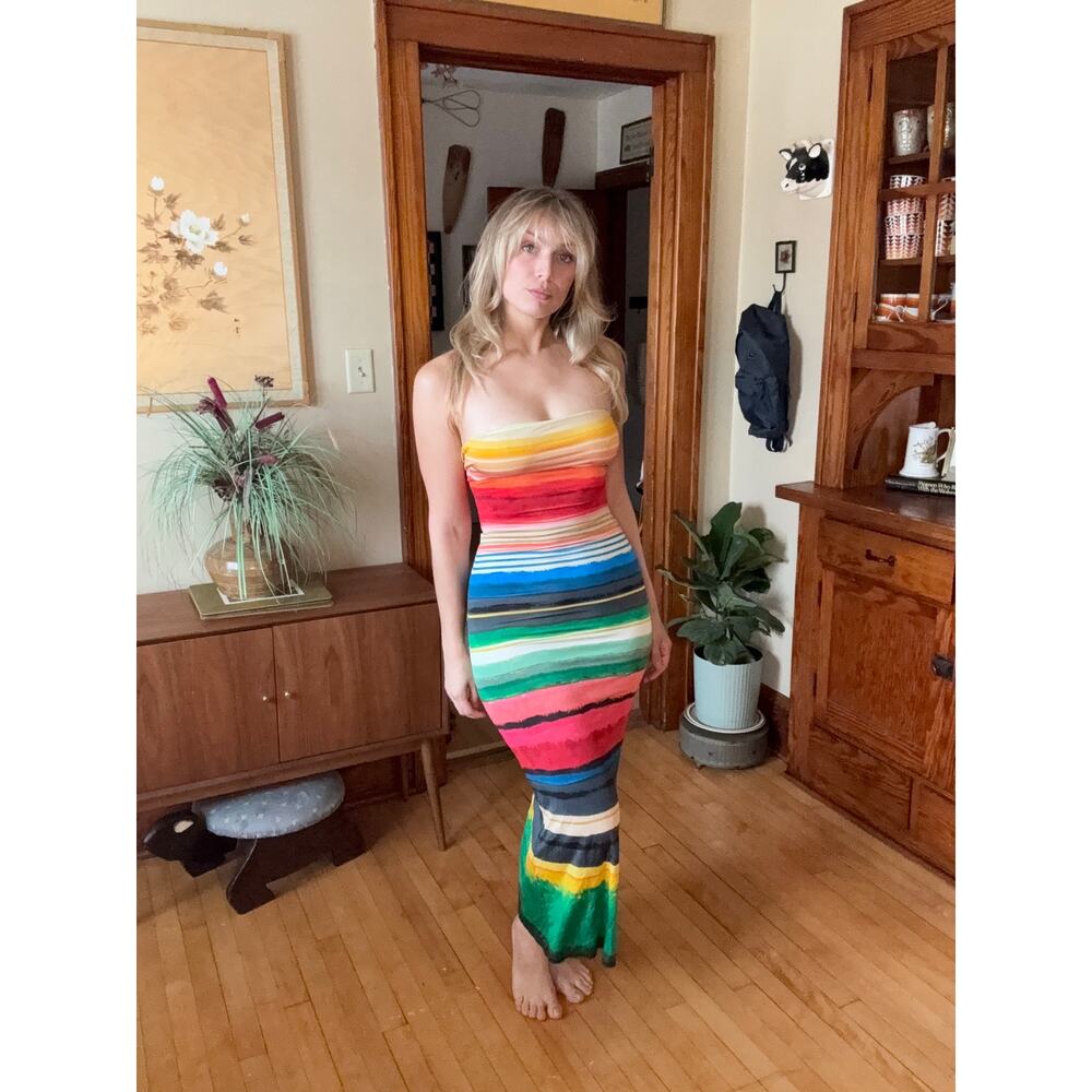 Alice + Olivia Delora Maxi Dress 2 Rainbow Reef Resort Vacation Cruise Beach - Picture 2 of 7